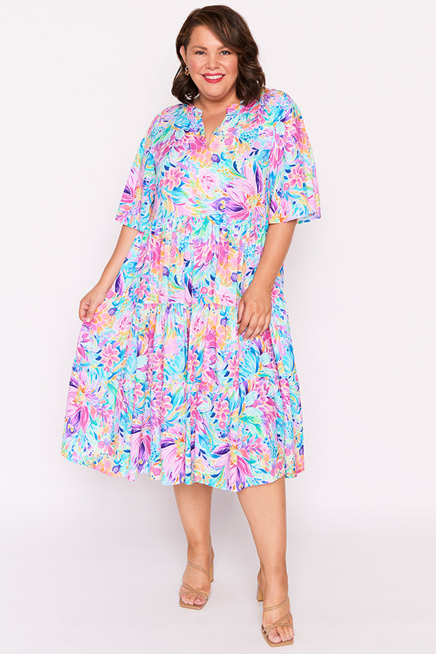 Chrissie Rainbow Bloom Dress – Rainbow Bloom midi dress