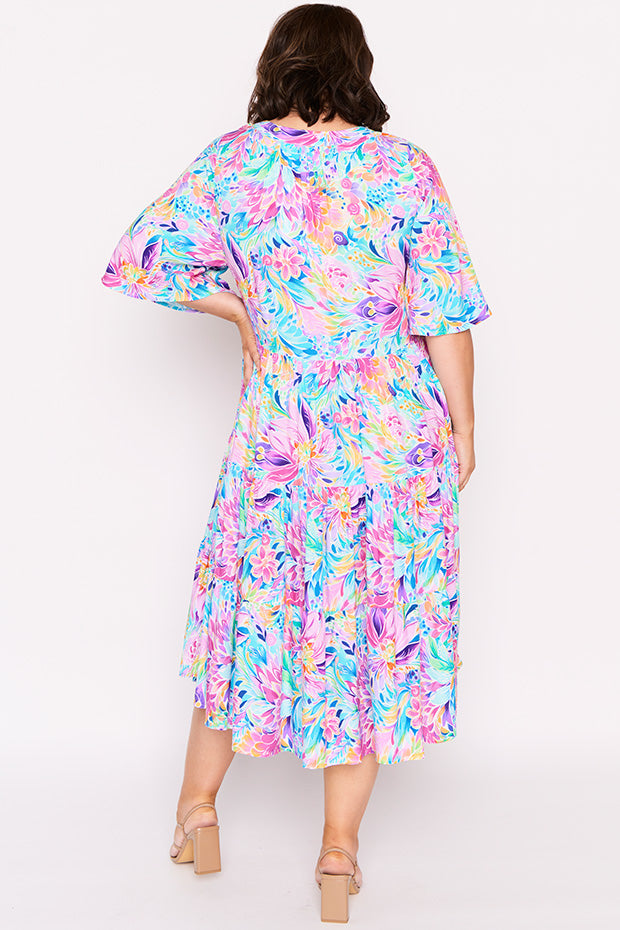 Chrissie Rainbow Bloom Dress – Rainbow Bloom midi dress