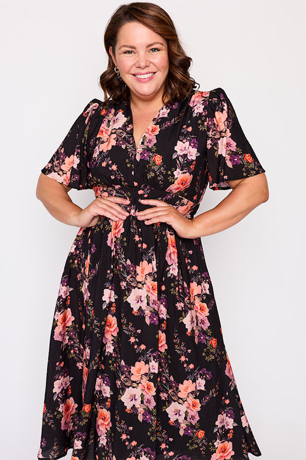 Evie Peach Dream Dress – Peach Dream midi dress