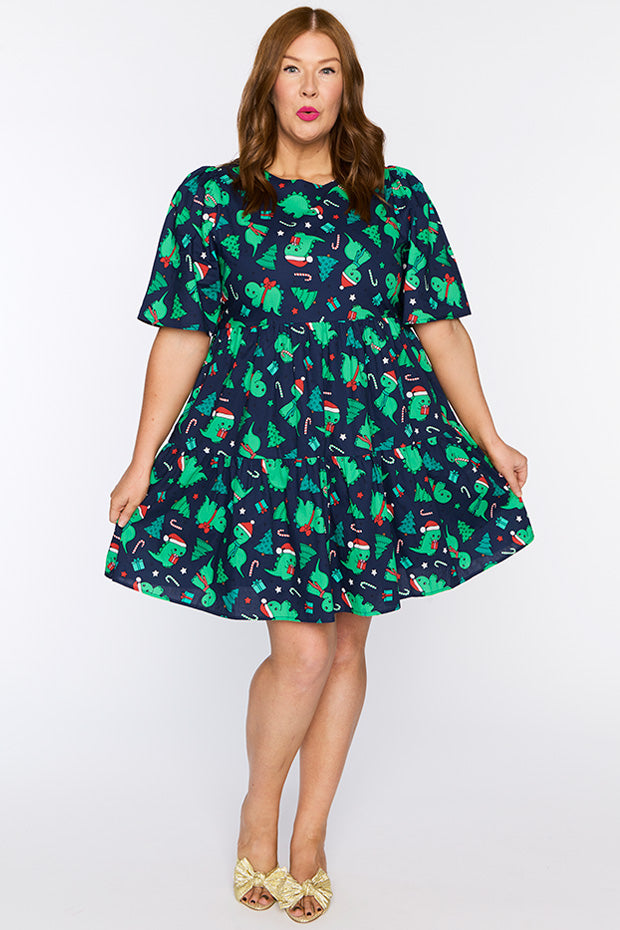 Isadora Dino Christmas Dress – Dino Christmas mini dress