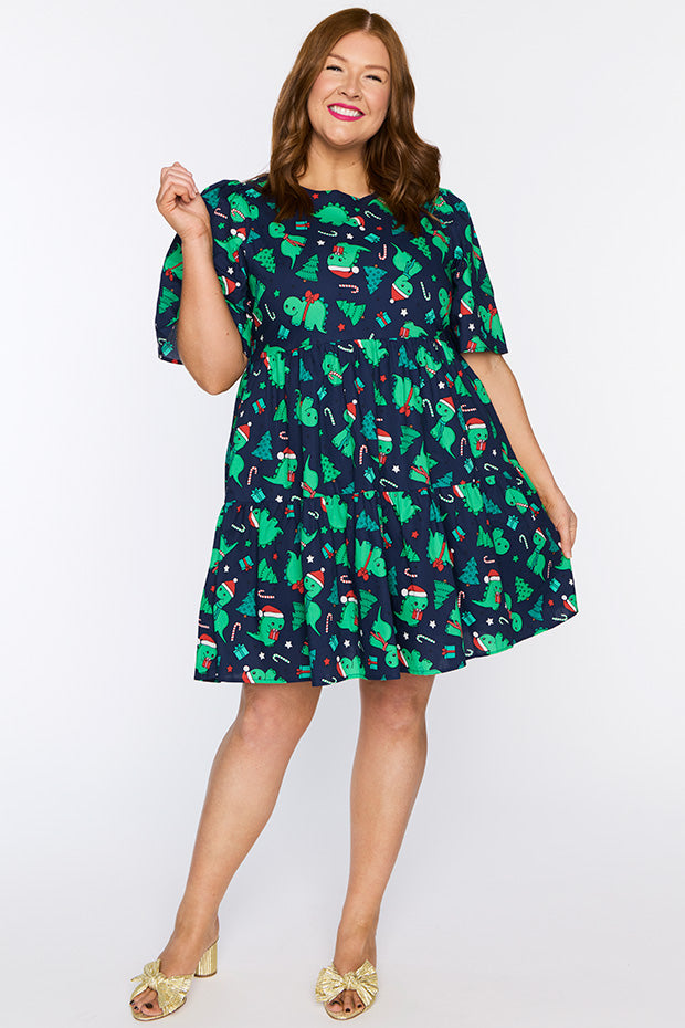 Isadora Dino Christmas Dress – Dino Christmas mini dress