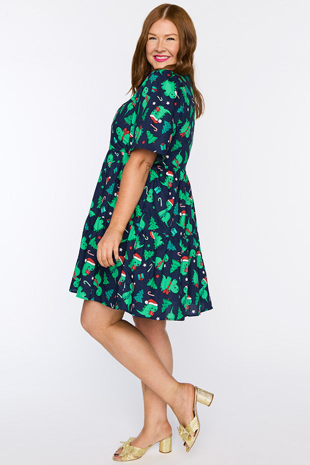 Isadora Dino Christmas Dress – Dino Christmas mini dress