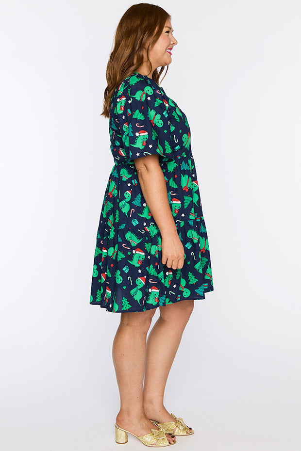 Isadora Dino Christmas Dress – Dino Christmas mini dress