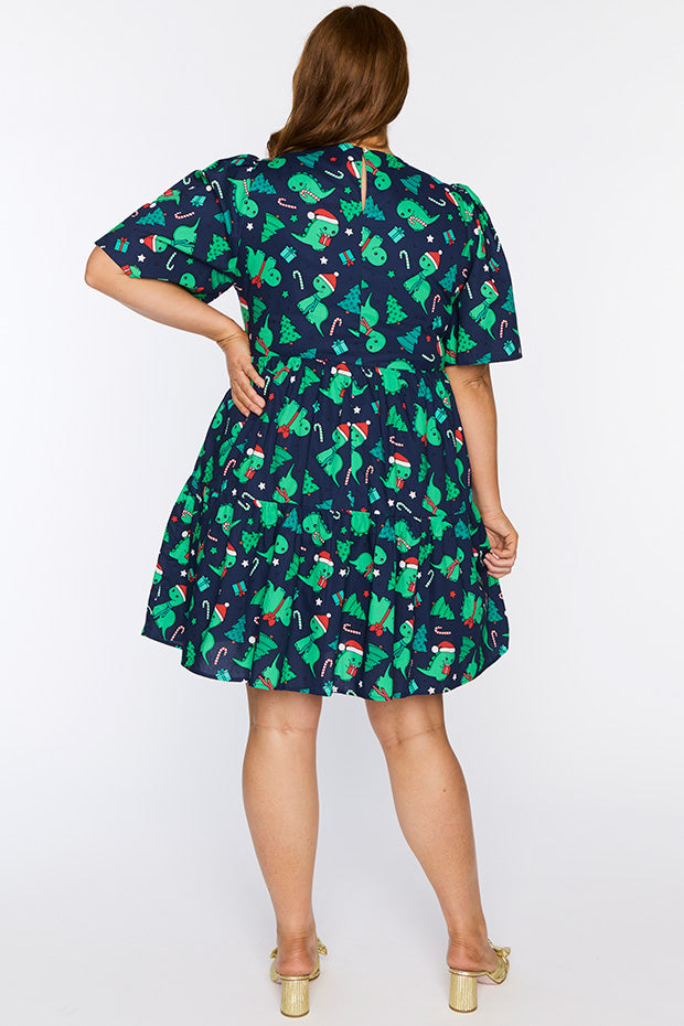Isadora Dino Christmas Dress – Dino Christmas mini dress