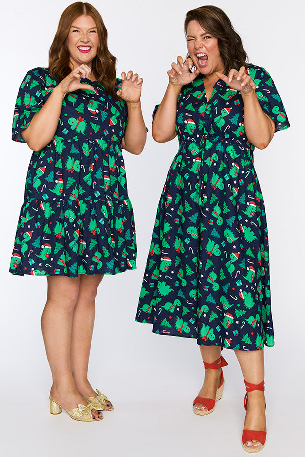 Isadora Dino Christmas Dress – Dino Christmas mini dress