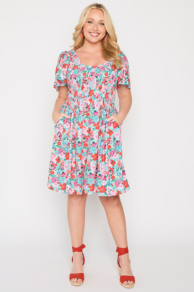 Marcela Pops of Red Dress – Pops of Red knee length dress