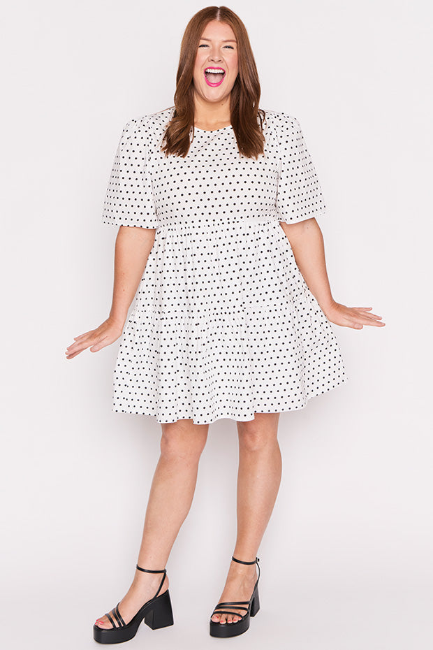 Isadora White Spot Dress – White Spot mini dress