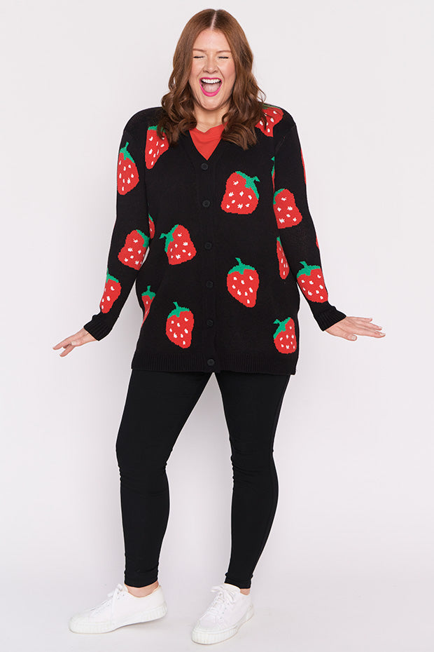 Annalise Black Strawberry Cardi – Black Strawberry cardigan