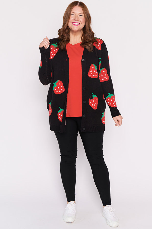 Annalise Black Strawberry Cardi – Black Strawberry cardigan