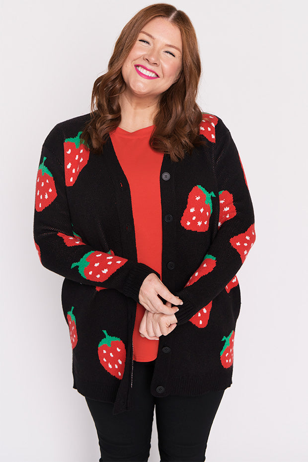 Annalise Black Strawberry Cardi – Black Strawberry cardigan