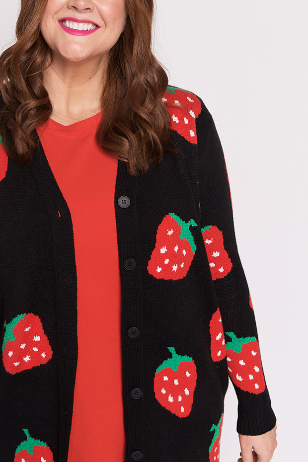 Annalise Black Strawberry Cardi – Black Strawberry cardigan