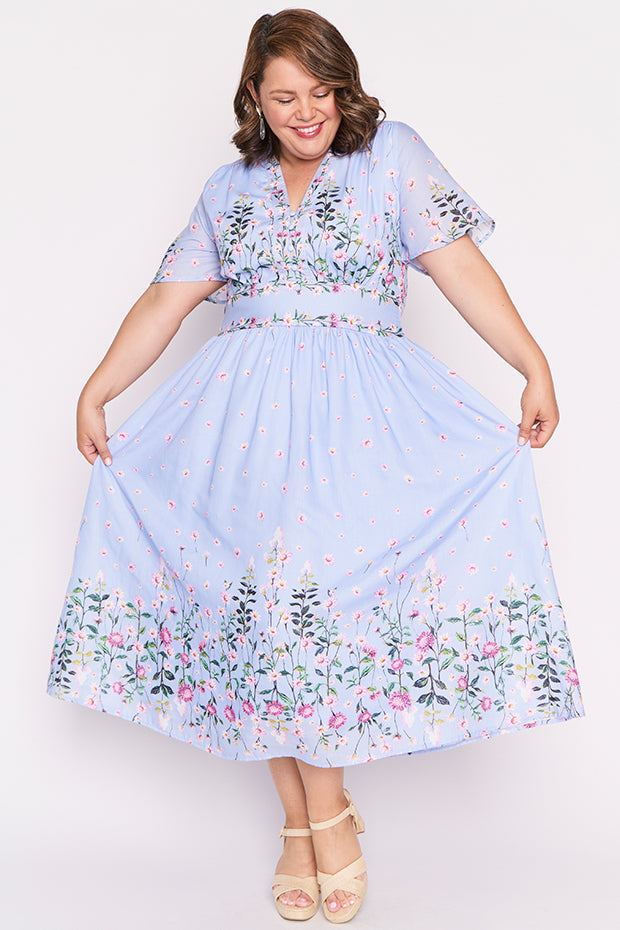 Stephanie Sky Dancing Clover Dress – Sky Dancing Clover midi dress