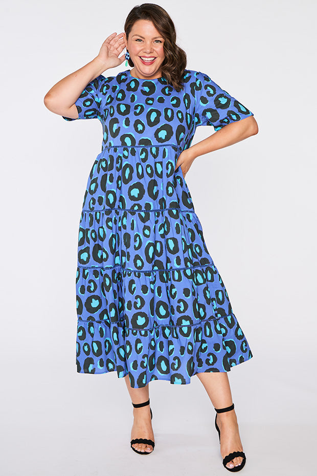 Aurelia Electric Blue Leopard Dress – Little Party Dress
