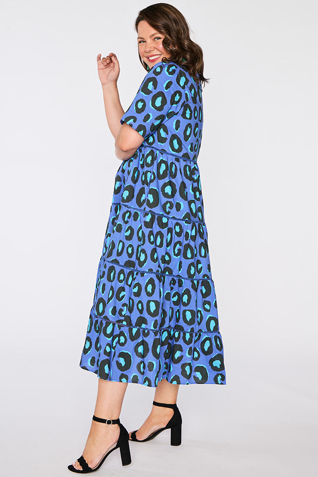Aurelia Electric Blue Leopard Dress – Little Party Dress