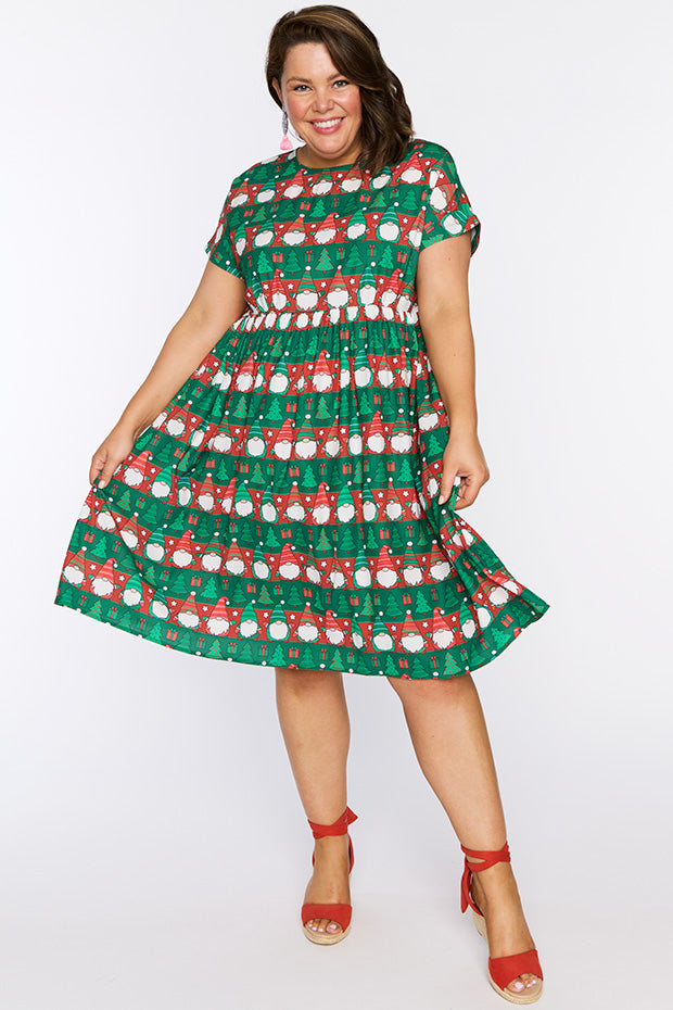 Bam Christmas Gnomes Dress – Christmas Gnomes midi dress