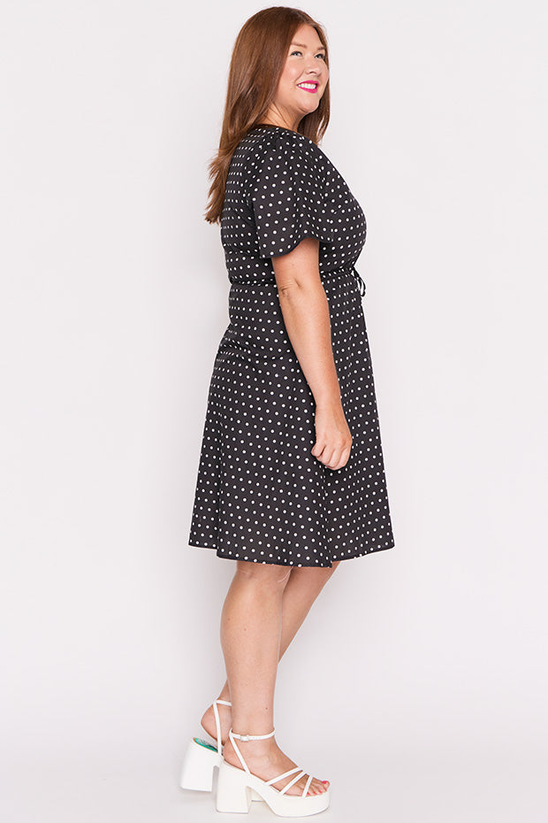 Siena Cotton Black Spot Dress – Black Spot knee length dress