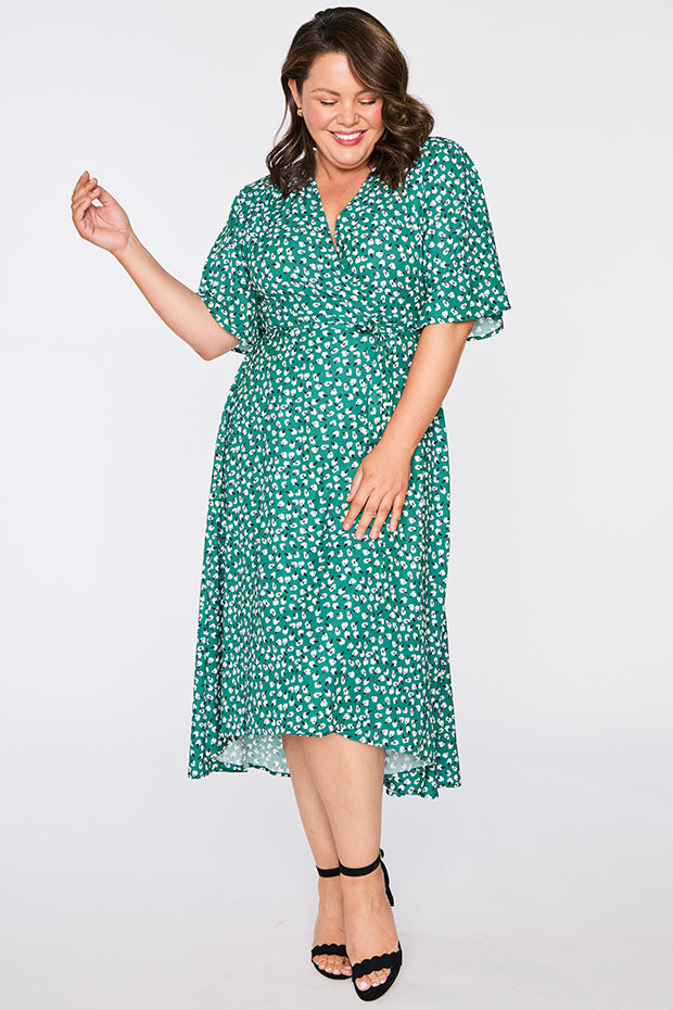 Mandy Green Floral Wrap Dress – Green Floral Wrap wrap dress