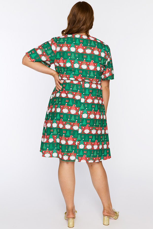 Siena Christmas Gnomes Dress – Christmas Gnomes knee length dress