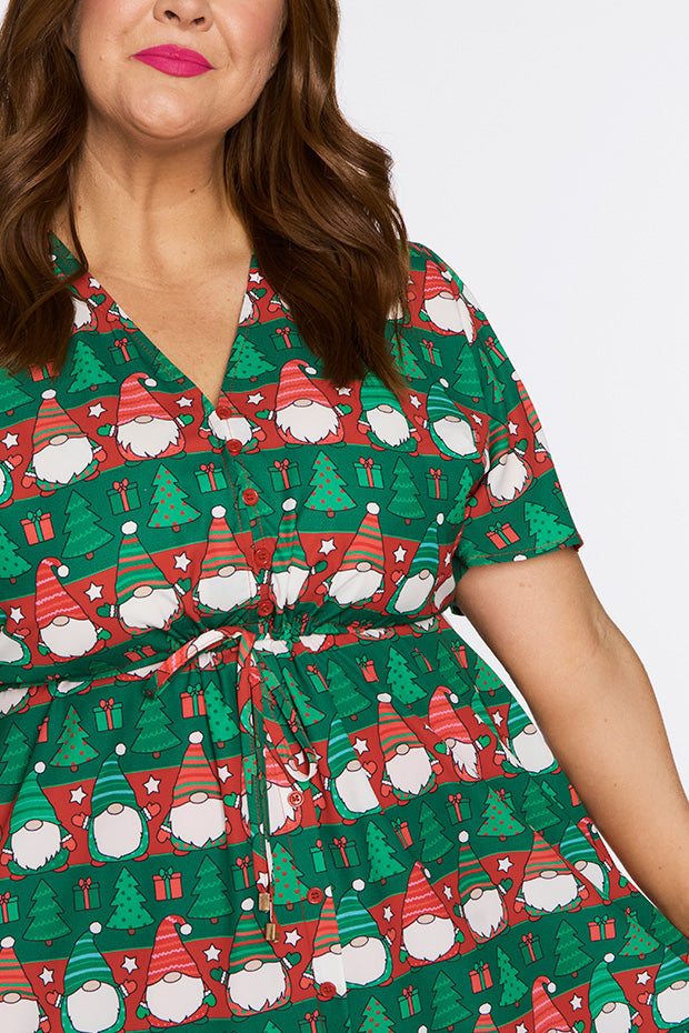 Siena Christmas Gnomes Dress – Christmas Gnomes knee length dress