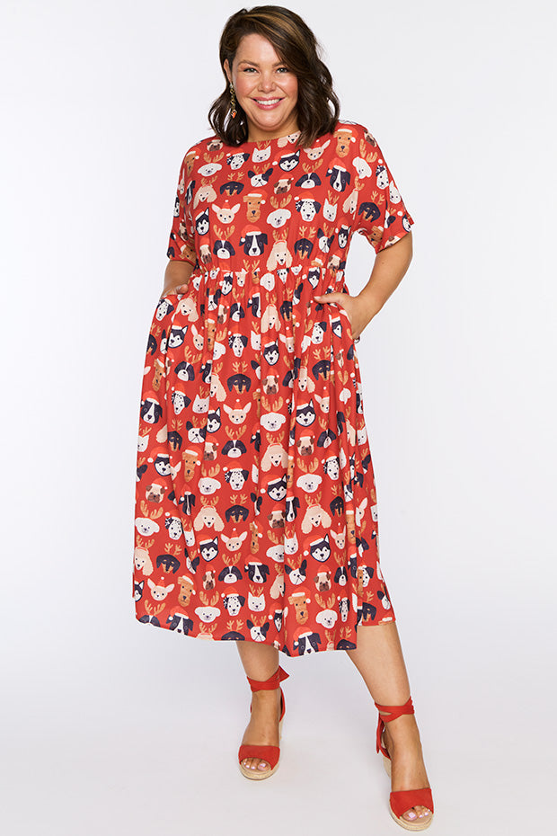Superstar Puppy Christmas Dress – Puppy Christmas midi dress