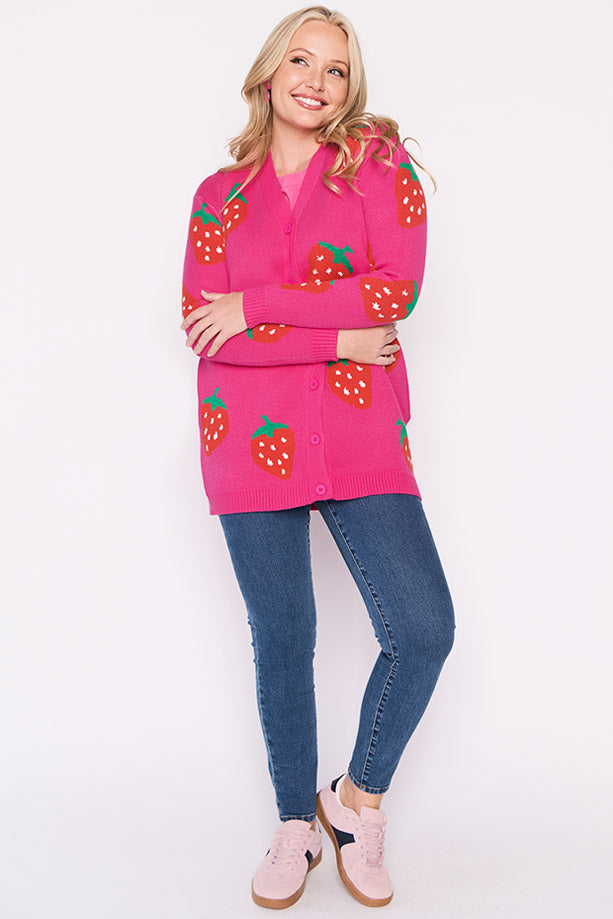Annalise Pink Strawberry Cardi – Pink Strawberry cardigan