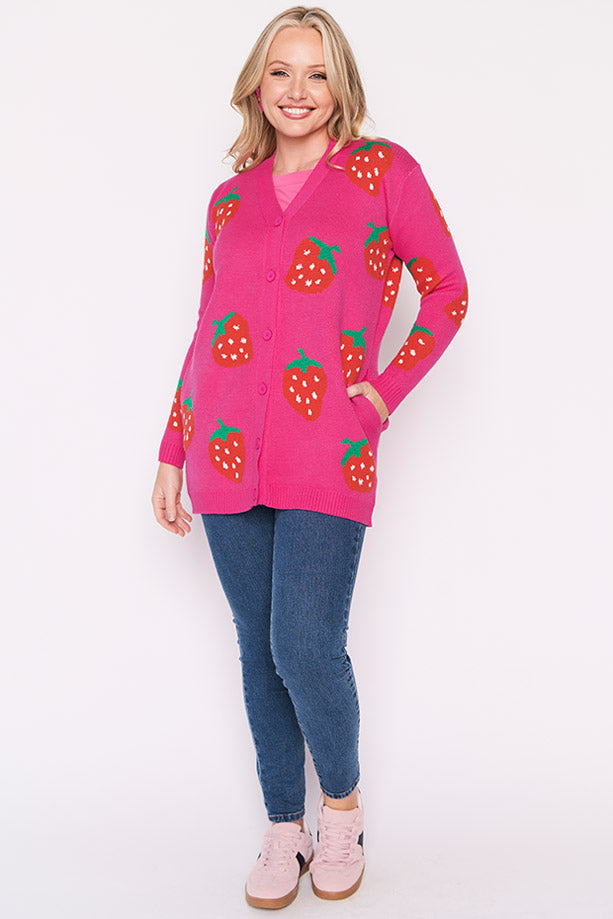 Annalise Pink Strawberry Cardi – Pink Strawberry cardigan