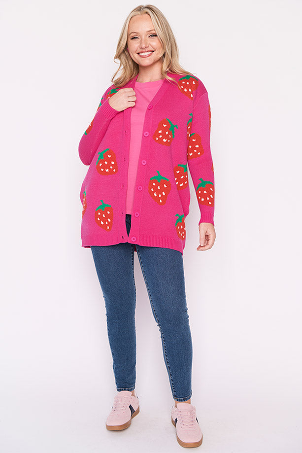 Annalise Pink Strawberry Cardi – Pink Strawberry cardigan