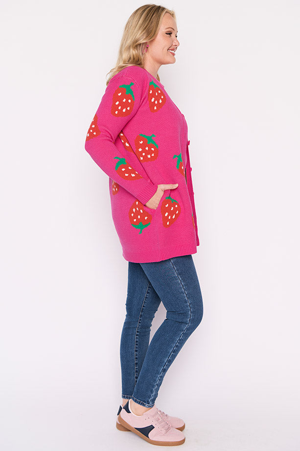 Annalise Pink Strawberry Cardi – Pink Strawberry cardigan