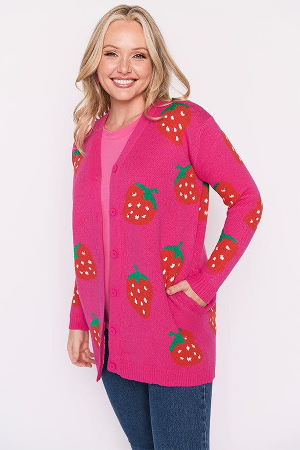 Annalise Pink Strawberry Cardi – Pink Strawberry cardigan
