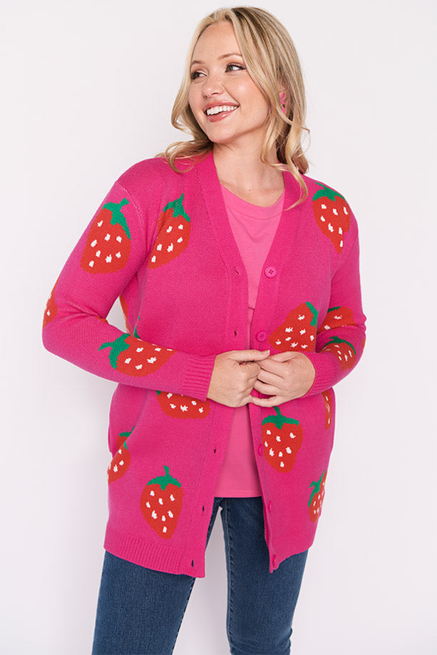 Annalise Pink Strawberry Cardi – Pink Strawberry cardigan