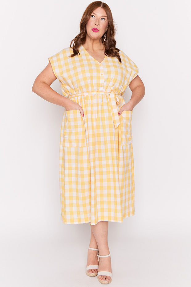 Georgie Yellow Gingham Dress – Yellow Gingham shirt dress