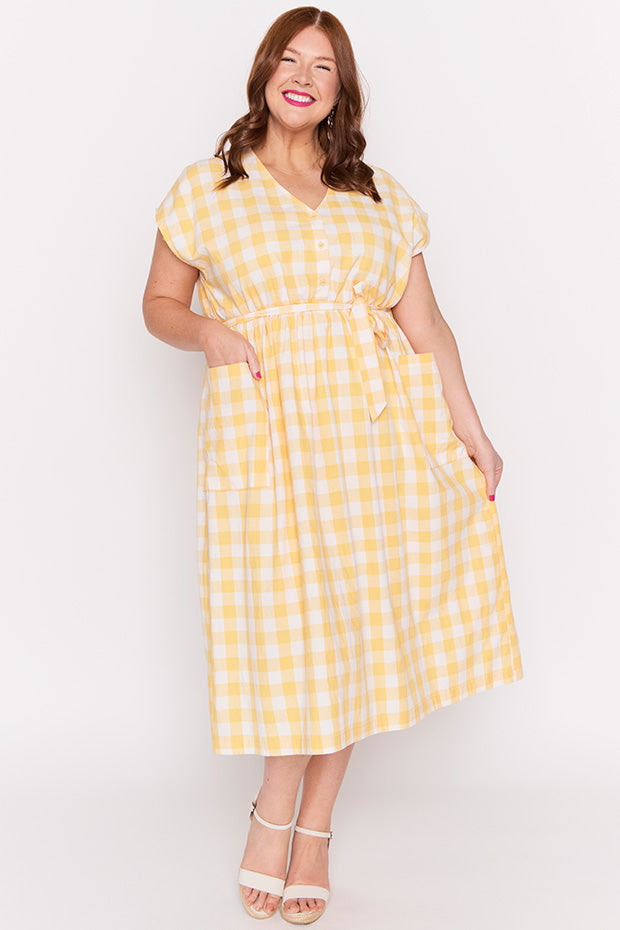 Georgie Yellow Gingham Dress – Yellow Gingham shirt dress