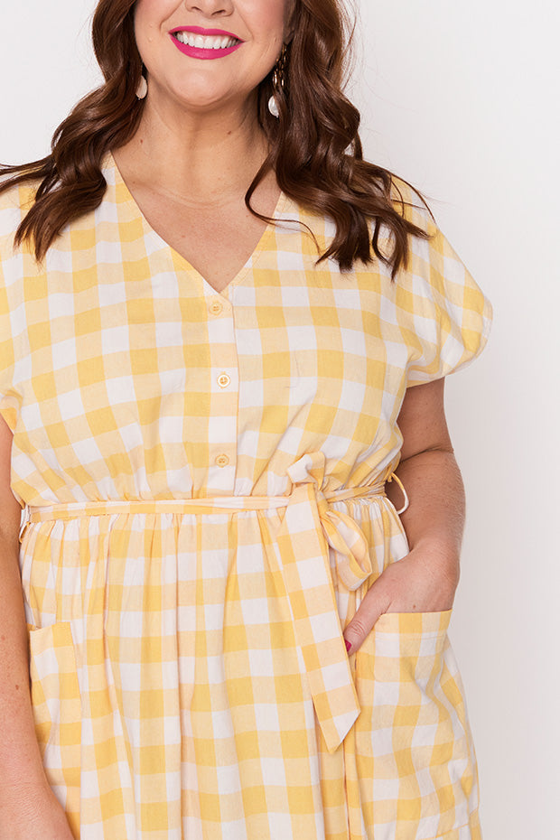 Georgie Yellow Gingham Dress – Yellow Gingham shirt dress