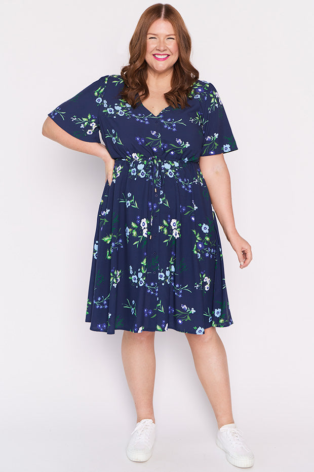 Jaz Blue Blossom Dress – Blue Blossom knee length dress