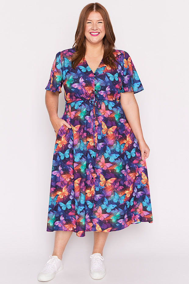 Marley Butterfly Rainbow Dress – Butterfly Rainbow midi dress