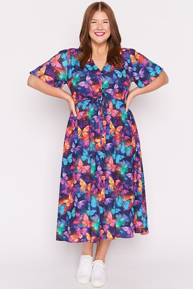 Marley Butterfly Rainbow Dress – Butterfly Rainbow midi dress