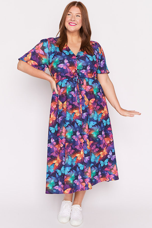 Marley Butterfly Rainbow Dress – Butterfly Rainbow midi dress