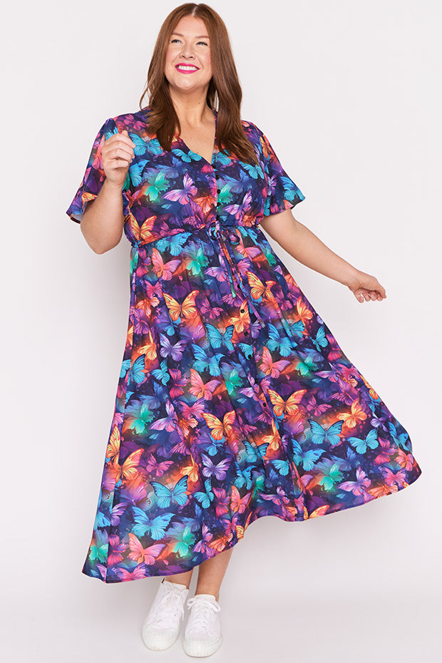 Marley Butterfly Rainbow Dress – Butterfly Rainbow midi dress