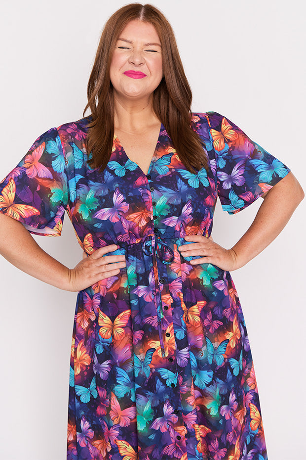 Marley Butterfly Rainbow Dress – Butterfly Rainbow midi dress