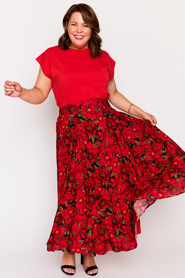 Zara Crimson Christmas Skirt – Crimson Christmas maxi skirt
