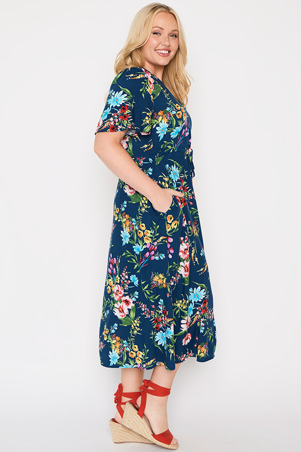 Michelle Navy In Bloom Dress – Navy In Bloom midi dress