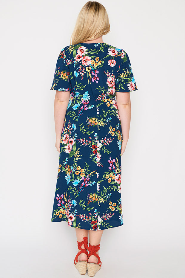 Michelle Navy In Bloom Dress – Navy In Bloom midi dress