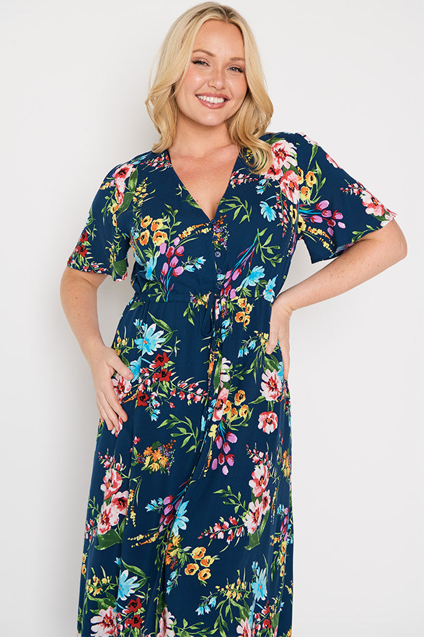 Michelle Navy In Bloom Dress – Navy In Bloom midi dress