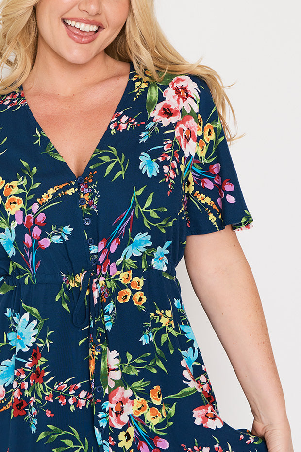 Michelle Navy In Bloom Dress – Navy In Bloom midi dress
