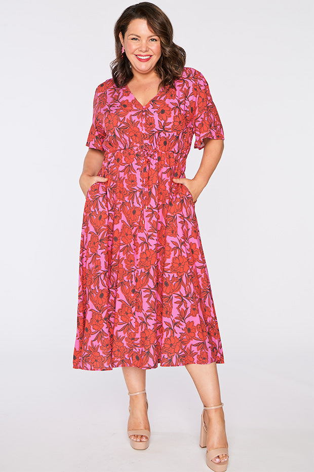 Michelle Pink Scarlet Dress – Pink Scarlet midi dress