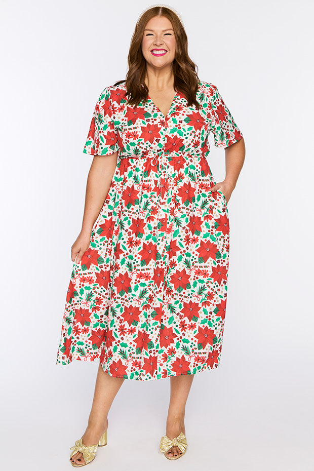 Marley Flowers Of Christmas Dress – Flowers Of Christmas midi dress