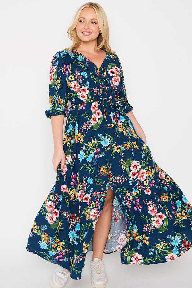 Adeline Navy In Bloom Dress – Navy In Bloom maxi dress