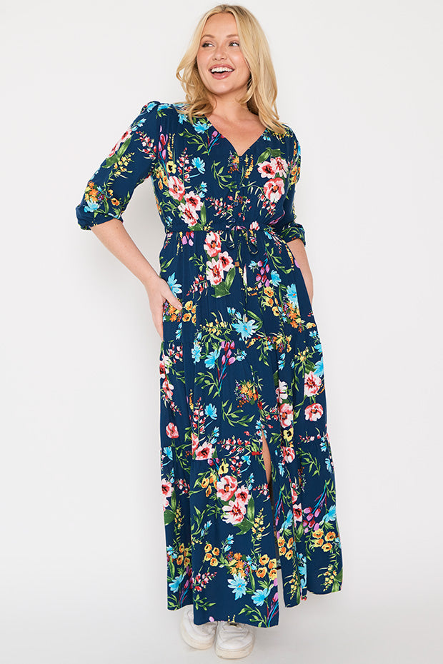Adeline Navy In Bloom Dress – Navy In Bloom maxi dress