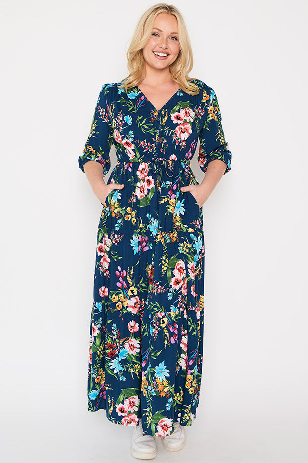 Adeline Navy In Bloom Dress – Navy In Bloom maxi dress