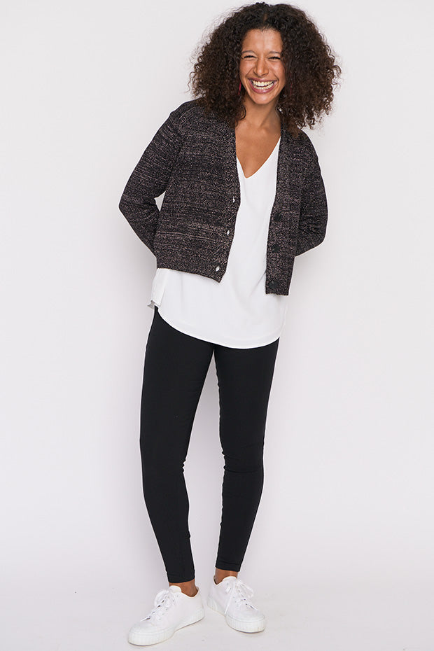 Norma Black Gold Lurex Cardigan – Black Gold Lurex cardigan